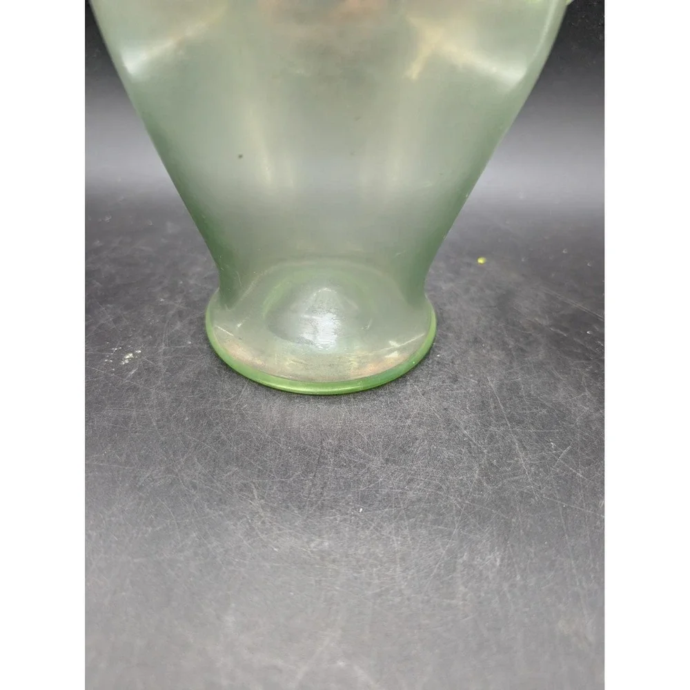Antique Josephinenhutte Bohemian Uranium Glass Iridescent Pitcher UV Glow 8?75